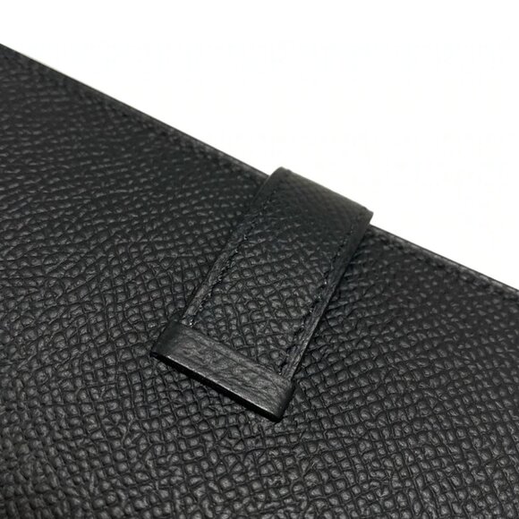 Auth HERMES Bearn Souffle Verso - Black Blue Navy Veau Epsom W Long Wallet - Picture 10 of 12